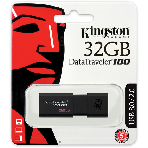 Kingston 32GB Data Traveler 100 G3 USB 3.0 Flash Drive (Black)