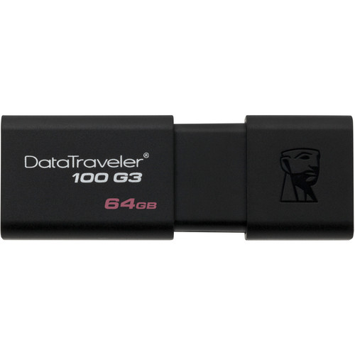 Kingston 64GB Data Traveler 100 G3 USB 3.0 Flash Drive (Black)