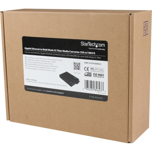 StarTech 1000 Mb/s Gigabit Multi-Mode Fiber Media Converter (SC Connector, Black)