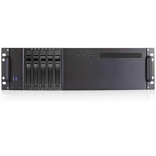 iStarUSA D-350HB-T 3 RU Compact 5 x 3.5" Bay Hotswap microATX Rackmount Chassis (Black HDD Handles)