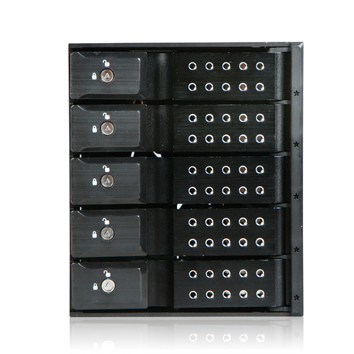 iStarUSA 3x 5.25" to 5x 3.5" Trayless SAS/SATA 6.0 Gb/s Hot-Swap Cage(Black)