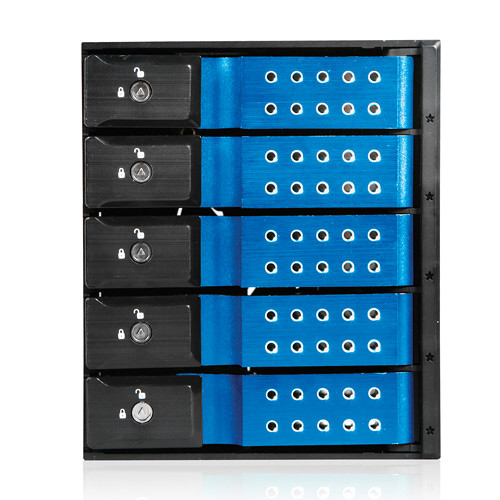 iStarUSA 3x 5.25" to 5x 3.5" Trayless SAS/SATA 6.0 Gb/s Hot-Swap Cage(Blue)