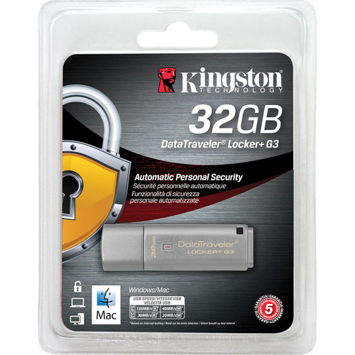 Kingston 32GB DataTraveler Locker+ G3 USB 3.0 Type-A Flash Drive
