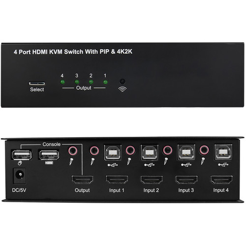SIIG 4x1 USB HDMI KVM Switch with 4Kx2K & PIP