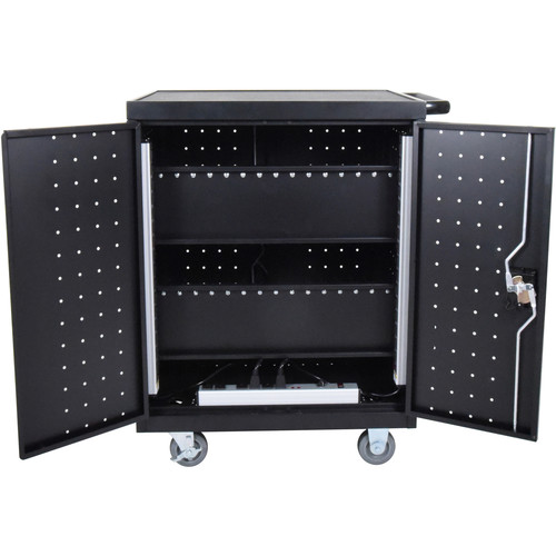 Luxor LLTP32-B - 32 Laptop/Chromebook Charging Cart with Timer (Black)