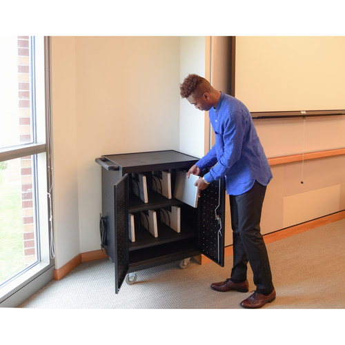 Luxor LLTP32-B - 32 Laptop/Chromebook Charging Cart with Timer (Black)
