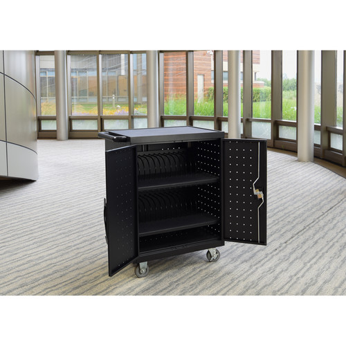 Luxor LLTP32-B - 32 Laptop/Chromebook Charging Cart with Timer (Black)