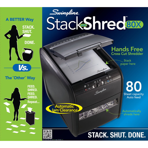 Swingline Stack-and-Shred 80X Cross-Cut Auto-Feed Shredder (80 Sheets, 1 User)