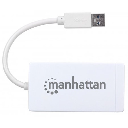 Manhattan 3-Port USB 3.0 Hub with Gigabit Ethernet Adapter