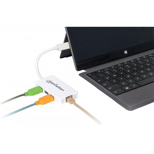 Manhattan 3-Port USB 3.0 Hub with Gigabit Ethernet Adapter