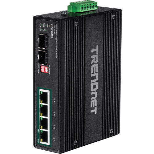 TRENDnet 6-Port Industrial Gigabit PoE+ DIN-Rail Switch
