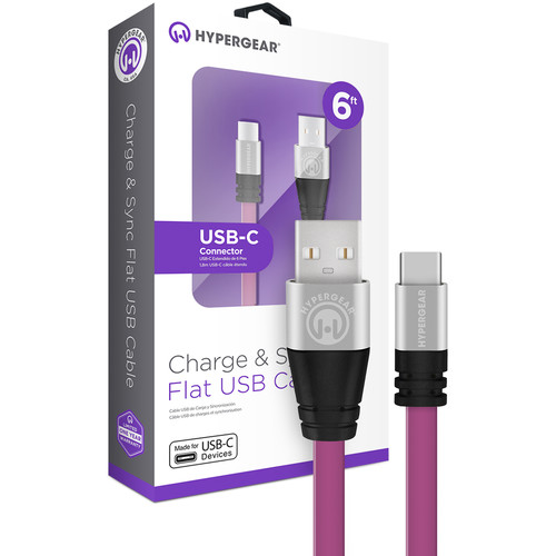 HyperGear Flexi USB 2.0 Type-A to USB Type-C Charge & Sync Flat USB Cable (6', Purple)