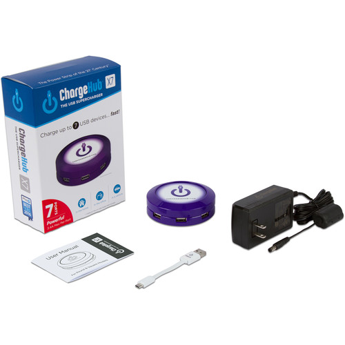 ChargeHub X7 7-Port Round USB Charging Station (Purple)