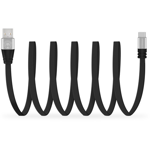 HyperGear Flexi USB 2.0 Type-A to USB Type-C Charge & Sync Flat USB Cable (6', Black)