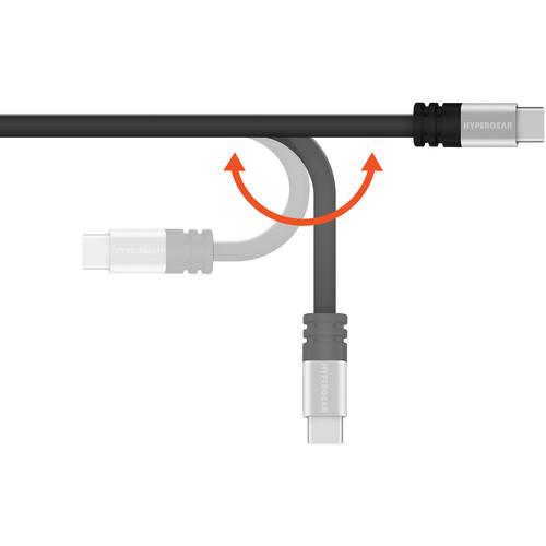 HyperGear Flexi USB 2.0 Type-A to USB Type-C Charge & Sync Flat USB Cable (6', Black)