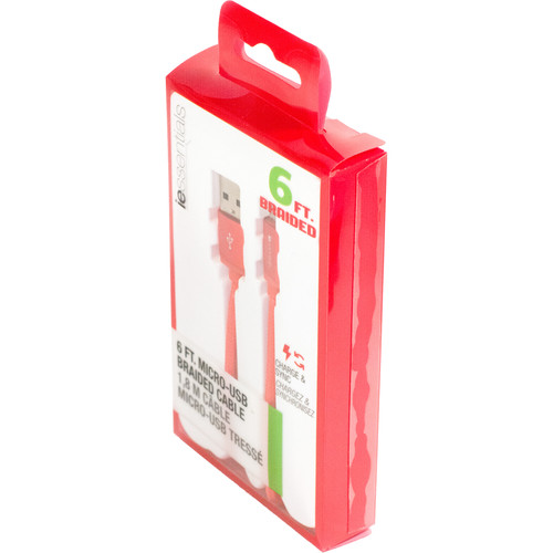 iEssentials Tangle-Free Charge & Sync Micro-USB Cable (6', Red)