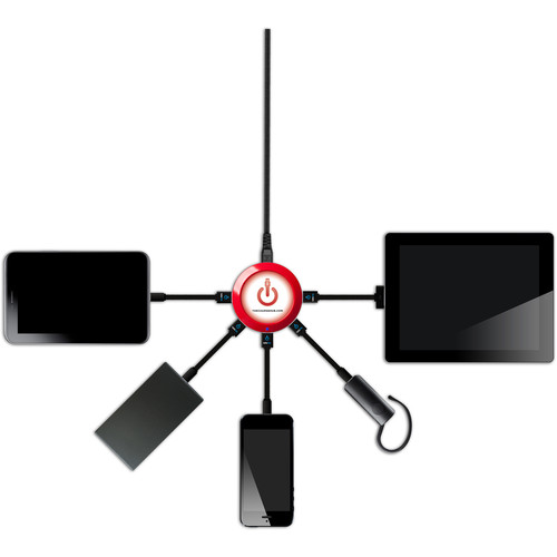 ChargeHub X5 5-Port Round USB Charging Station (Red)