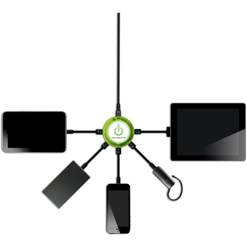 ChargeHub X5 5-Port Round USB Charging Station (Edge Glow Green)