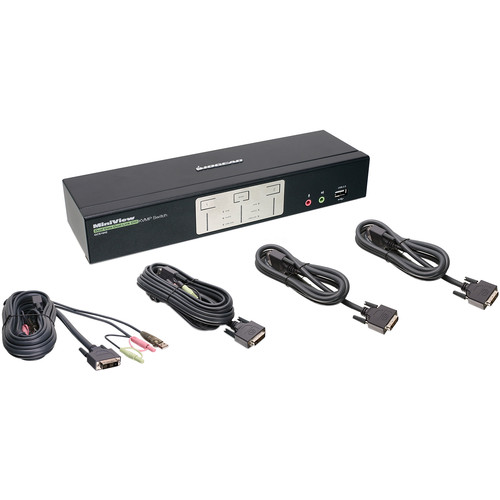 IOGEAR 2-Port DualView Dual-Link DVI KVMP Switch with Audio Kit with Four Mini DisplayPort Adapters