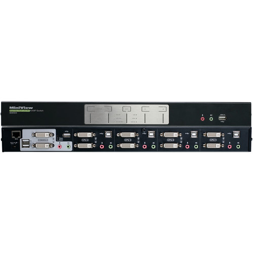 IOGEAR 4-Port Dual View Dual-Link DVI KVMP Switch with Audio Kit with Eight DisplayPort Adapters