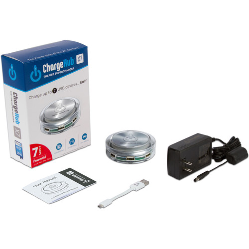 ChargeHub X7 7-Port Round USB Charging Station (Clear)