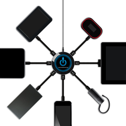 ChargeHub X7 7-Port USB SuperCharger International Travel Pack (Black)