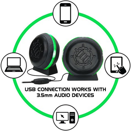 Enhance USB LED Gaming Speakers (Green)