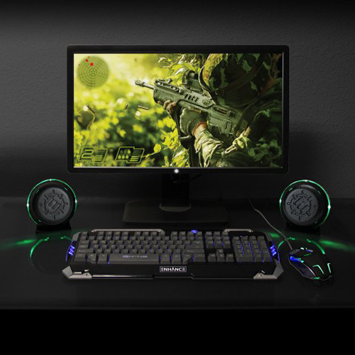 Enhance USB LED Gaming Speakers (Green)