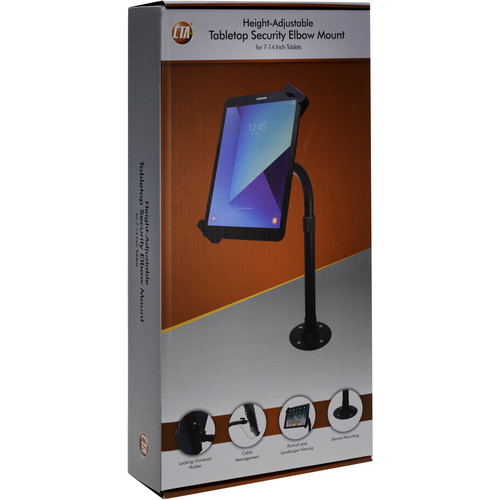 CTA Digital PAD-HATUE Height-Adjustable Tabletop Security Elbow Mount for 7 to 14