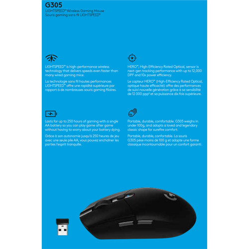 Logitech G G305 LIGHTSPEED Wireless Mouse (Black)