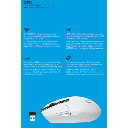 Logitech G G305 LIGHTSPEED Wireless Mouse (White)