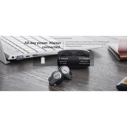 Jabra Evolve 65t UC Wireless Earbuds (Titanium Black)