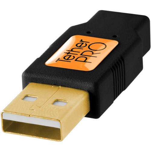 Tether Tools TetherPro USB 2.0 Type-A Male to Mini-B Male Cable (1', Black)