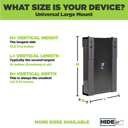 HIDEit Mounts Adjustable Wall Mount for Large Device (Black)