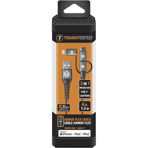 ToughTested 3-In-1 Armor Flex USB Cable (4')
