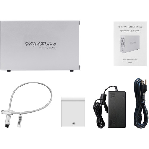HighPoint RockeStor 6661A-mSAS3 Thunderbolt 3 to Mini-SAS Hardware Raid Adapter