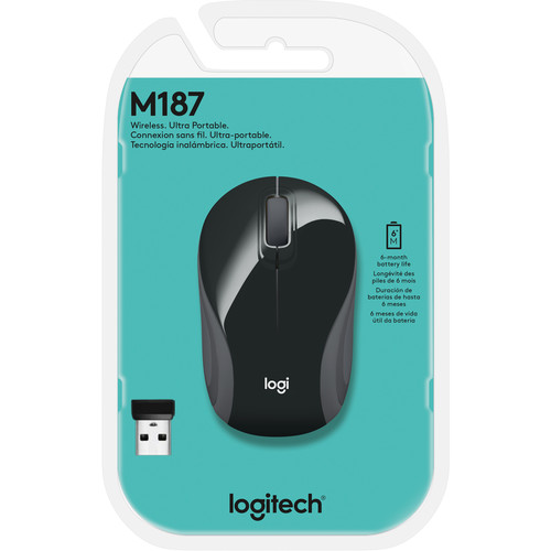 Logitech M187 Wireless Ultra Portable Mouse (Black)