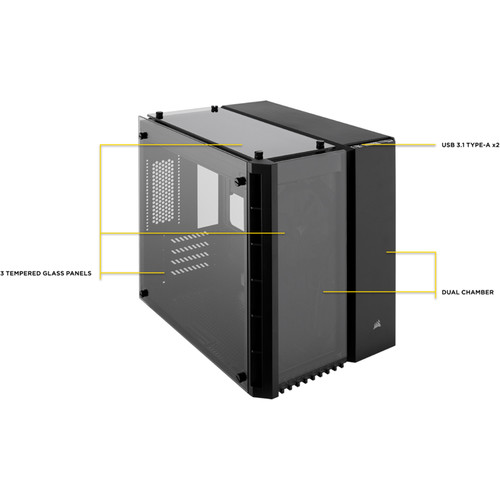 Corsair Crystal Series 280X Tempered Glass Micro-ATX Mid-Tower Case (Black)