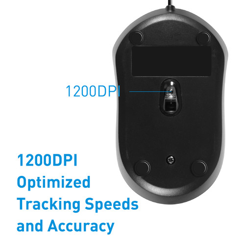 Macally 3-Button USB Wired Optical Mouse for Mac and PC (Black)