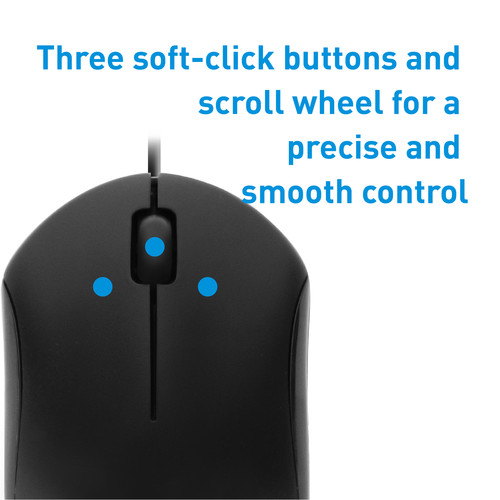Macally 3-Button USB Wired Optical Mouse for Mac and PC (Black)