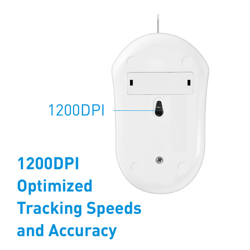 Macally 3-Button USB Wired Optical Mouse for Mac and PC (White)