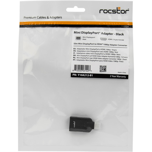 Rocstor Slim Mini DisplayPort to HDMI Audio/Video Adapter