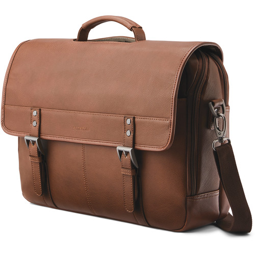 Samsonite Classic Leather Flapover Laptop Briefcase (Cognac)