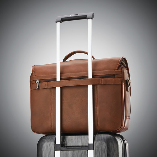Samsonite Classic Leather Flapover Laptop Briefcase (Cognac)