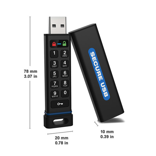 SecureData 32GB SecureUSB KP 256-Bit Encrypted USB 3.0 Flash Drive