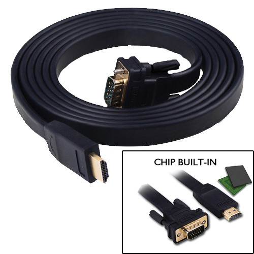 Avenview HDMI Male to VGA Male Flat Cable (Black, 9.9')
