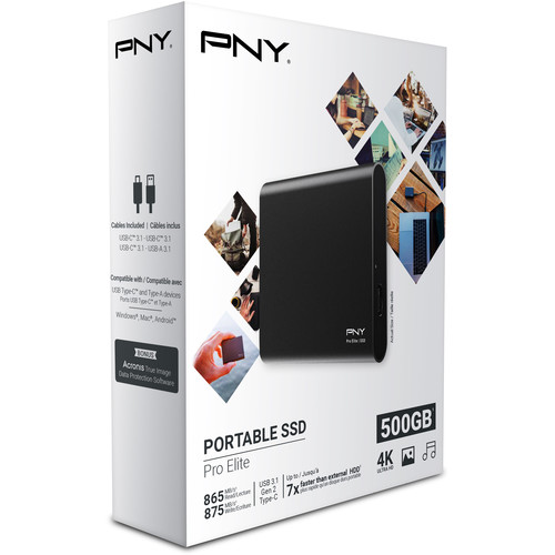 PNY Technologies 500GB Pro Elite USB 3.1 Gen 2 Type-C Portable SSD