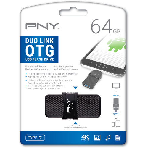 PNY Technologies 64GB DUO LINK USB 3.1 Type-C OTG Flash Drive