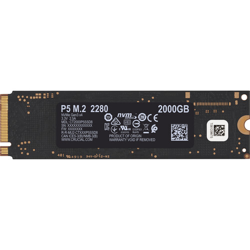 Crucial 2TB P5 NVMe PCIe M.2 Internal SSD