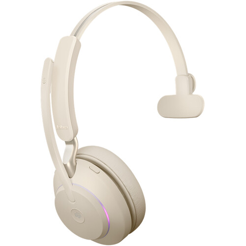 Jabra Evolve2 65 Mono Wireless On-Ear Headset (Microsoft Teams, USB Type-A, Beige)